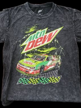 Mountain Dew Vintage Racing Graphic Tee - Black with Neon Green & Red